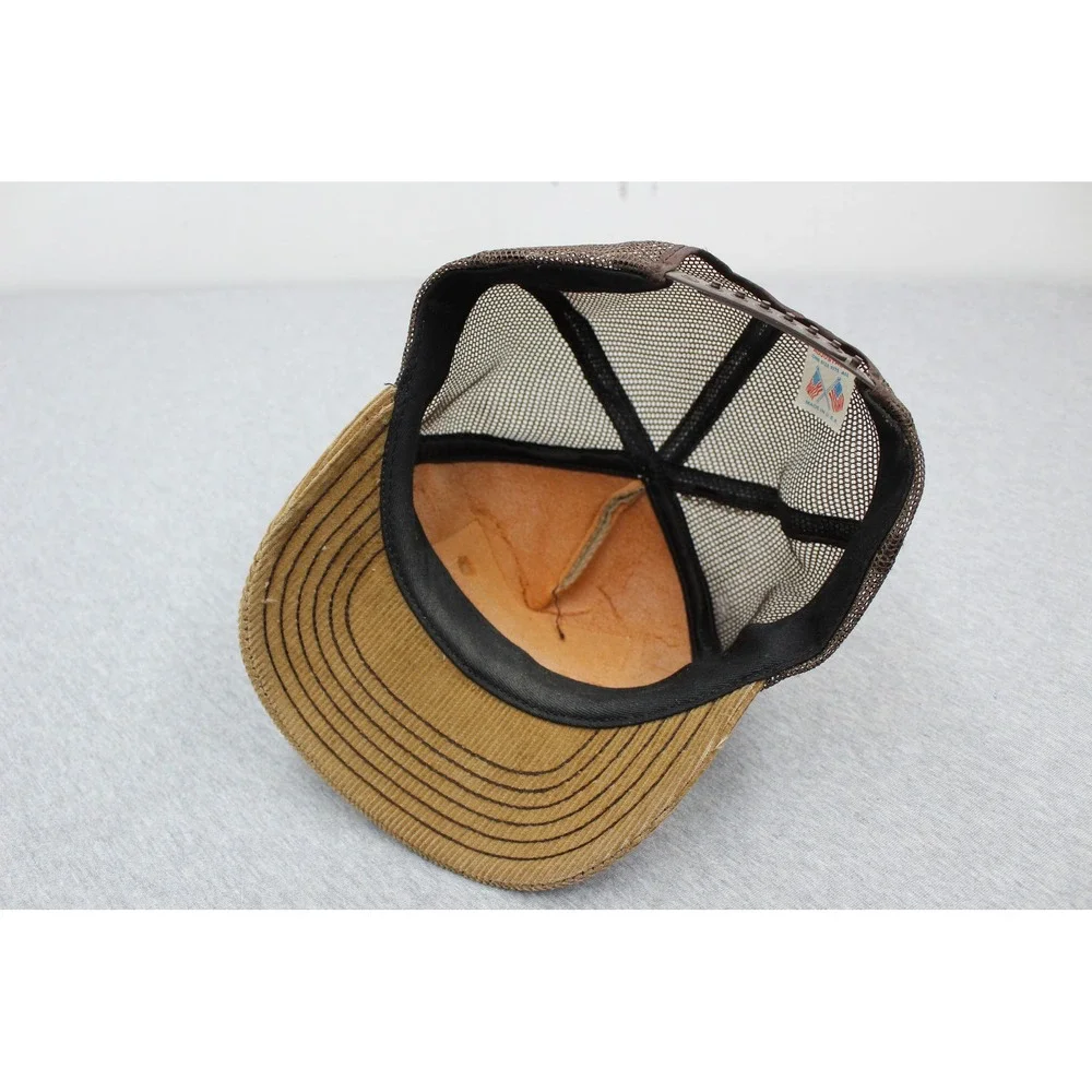 Red Man Hat Mens OSFM Brown Golden Blend Trucker Corduroy Mesh Snapback USA Made